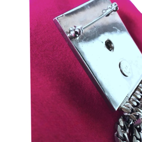 Celine Rare Vintage Pave Silver Door Knocker Logo Chain Link Archival Brooch Pin - Picture 10 of 13